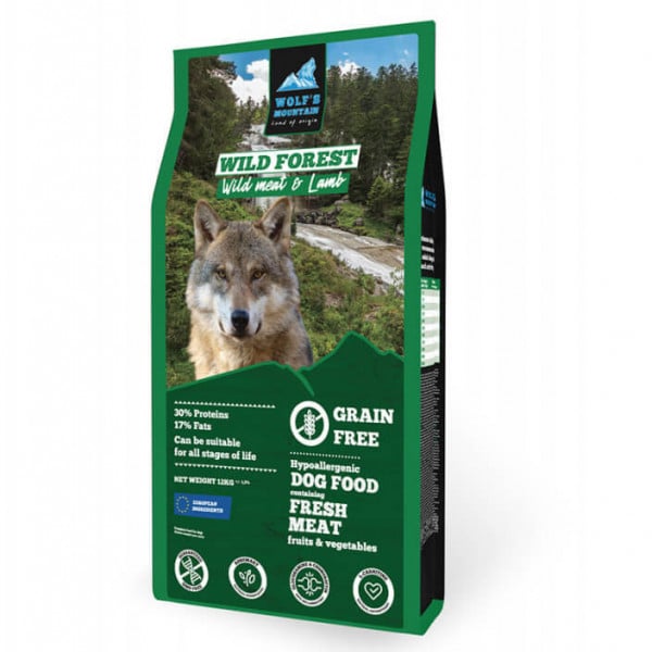Wolf’s Mountain Wild Forest - Carne de Vanat & Miel si Fructe & Legume - 12kg - Hrana completa super-premium, hipoalergenica