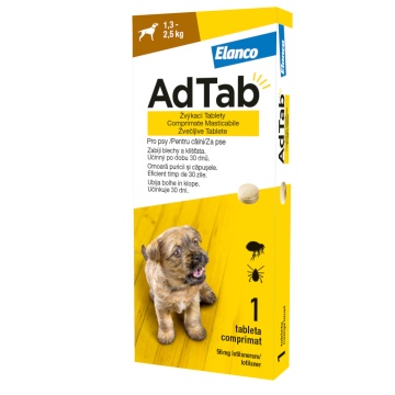 AdTab Dog 56mg (1.3-2.5kg) - Comprimate antiparazitare - 1cpr.