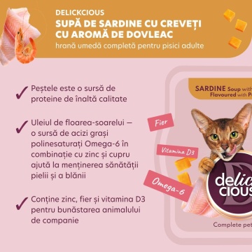 Delickcious Cat - Supa de Sardine cu Creveti si Dovleac - 80g - Img 4