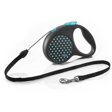 Lesa retractabila, cu fir - Flexi Fun Dots - M - Albastru - Img 1