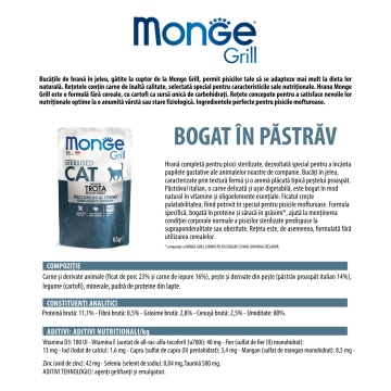 Monge Grill Chunkies Sterilised Cat - Hrana umeda super-premium - Pastrav - 85g - Img 2