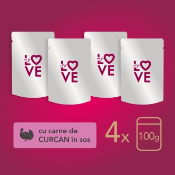 My Love - Hrana umeda completa pentru caini - Curcan - Set 4x100g - Img 4