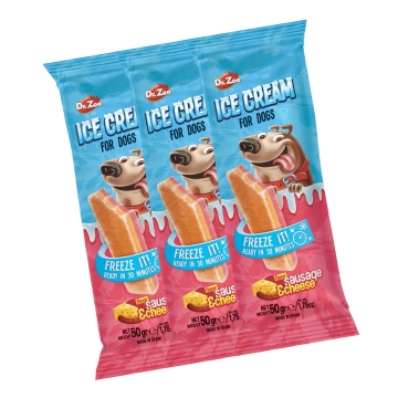 Pachet economic Inghetata pentru caini Dr. Zoo - Carnati si Branza - 3 x 50g