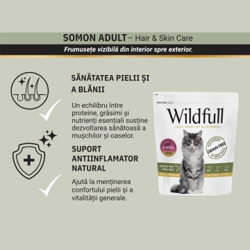 Wildfull Cat Hair & Skin - Hrana uscata ultra-premium - Somon - 1.5kg - Img 2