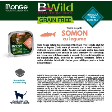 Monge BWild Pate Cat - Hrana umeda super-premium - Somon - 100g - Img 2