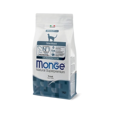 Monge Natural Superpremium Monoprotein Sterilised Cat - Pastrav - 1.5kg