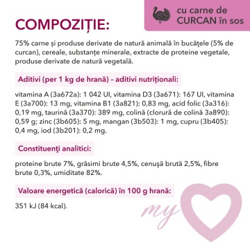 My Love Cat - Hrana umeda completa - Pui & Curcan - Set 4x85g - Img 3