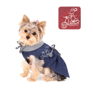 Pelerina de ploaie pentru caini cu strasuri - Albastru - XS