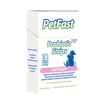 PetFast Probiotic Strips - Supliment pentru digestie si flora intestinala pentru caini si pisici