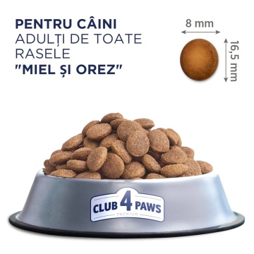 Club 4 Paws Adult All Breeds - Hrana uscata premium - Miel & Orez - 14kg - Img 3