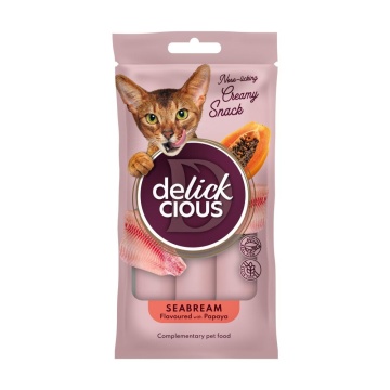 Delickcious Cat - Snack Cremos cu Dorada si Papaya - 4x15g
