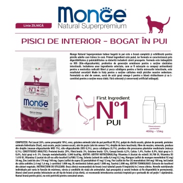Monge Natural Superpremium Indoor Cat - Pui - 1.5kg - Img 2
