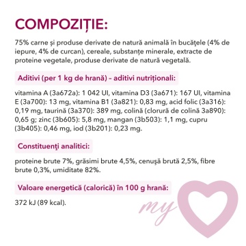 My Love Cat - Hrana umeda completa - Iepure & Curcan - 85g - Img 2