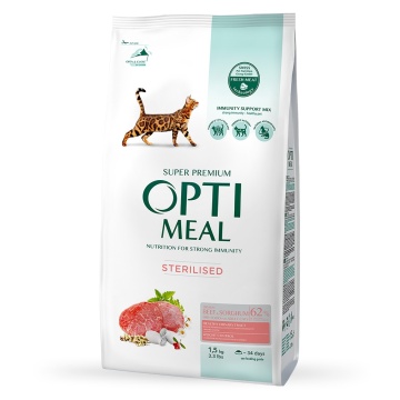 Optimeal Cat Sterilised - Hrana uscata super-premium - Vita si Sorg - 1.5kg