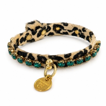 Zgarda Ilenia - Leopard Smarald - 25 cm