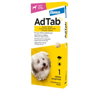 AdTab Dog 112mg (2.5-5.5kg) - Comprimate antiparazitare - 1cpr.