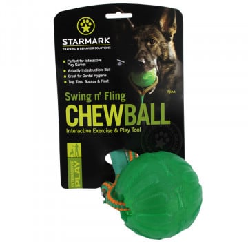 Minge distribuitoare cu snur Chew Ball Starmark - M-L - Verde - Img 1