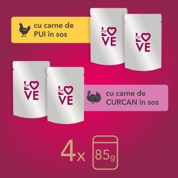My Love Cat - Hrana umeda completa - Pui & Curcan - Set 4x85g - Img 7