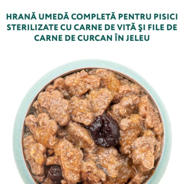 Optimeal Cat Sterilised - Hrana umeda super-premium - Vita si Curcan - 85g - Img 2