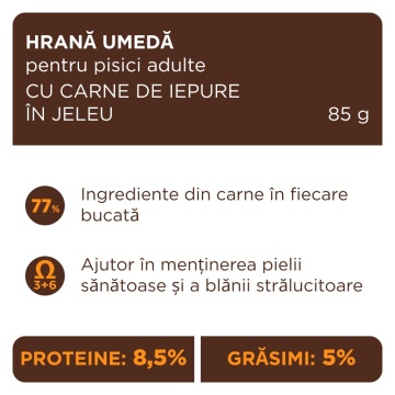 Club 4 Paws Cat - Hrana umeda premium - Iepure in jeleu - 85g - Img 3