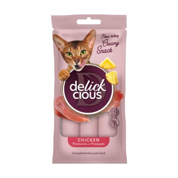 Delickcious Cat - Snack Cremos cu Pui si Ananas - 4x15g