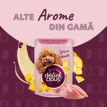 Delickcious Dog - Fulgi de Miel & Fructe de Padure in Sos Cremos - 80g - Img 5
