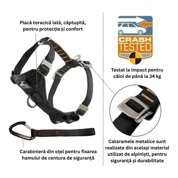 Ham auto pentru caini - Kurgo Strength Tru-Fit Smart - Negru - XL - Img 2