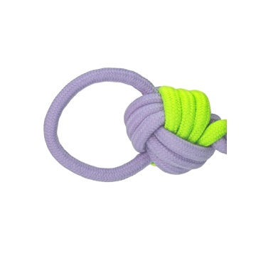 Jucarie franghie - 2 noduri bumbac - Fluo - Img 2