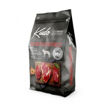 Kudo Adult Mediu-Maxi - Hrana uscata, presata la rece - Carne rosie si Legume - 12kg