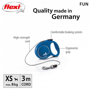 Lesa retractabila, cu fir - Flexi Fun - XS - Albastru - Img 1