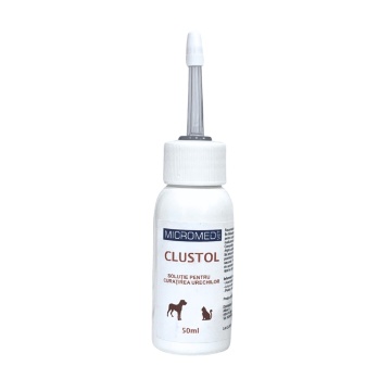Micromed Vet Clustol - 50ml - Solutie pentru curatarea si ingrijirea urechilor la caini si pisici