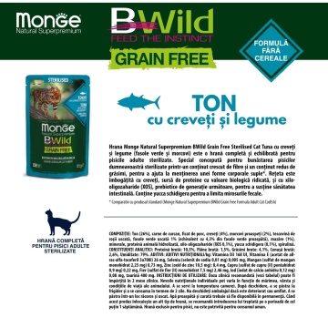 Monge BWild Sterilised Cat - Hrana umeda super-premium - Ton - 85g - Img 2