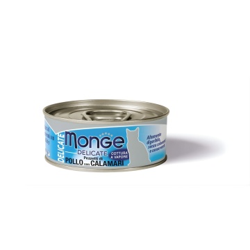Monge Delicate Cat - Hrana umeda super-premium - Pui si Calamar - 80g