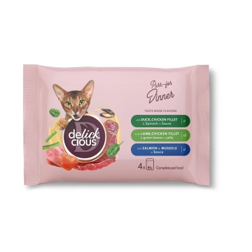 Delickcious Cat - Set Flowpack - 4 Plicuri - 4x85g