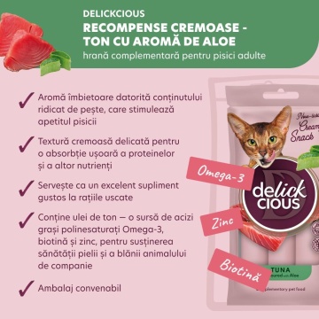 Delickcious Cat - Snack Cremos cu Ton si Aloe - 4x15g - Img 3