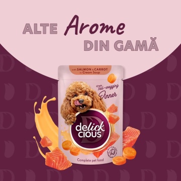 Delickcious Dog - Fasii de Curcan & Branza in Supa Cremoasa - 85g - Img 5