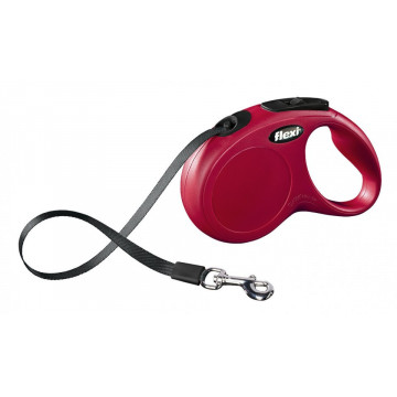 Lesa retractabila, cu banda - Flexi New Classic - L (50 kg) - Rosu