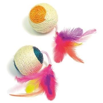 Minge din sisal cu pene si zornaitoare - 6cm - Img 2