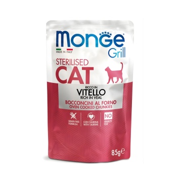 Monge Grill Chunkies Sterilised Cat - Hrana umeda super-premium - Vitel - 85g