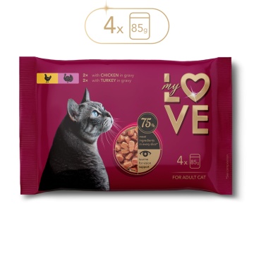 My Love Cat - Hrana umeda completa - Pui & Curcan - Set 4x85g