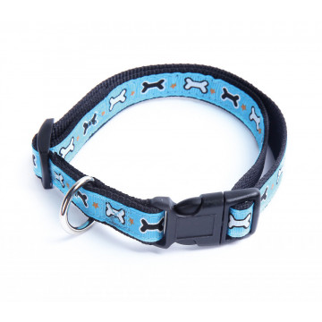 Zgarda nylon, decor os - L - Albastru
