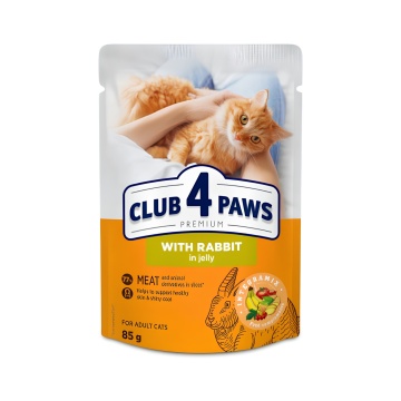 Club 4 Paws Cat - Hrana umeda premium - Iepure in jeleu - 85g