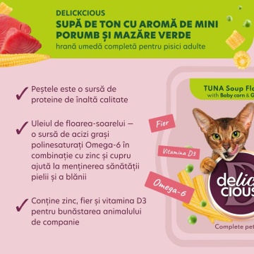 Delickcious Cat - Supa de Ton cu Porumb si Mazare - 80g - Img 4