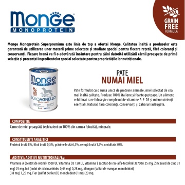 Monge Monoprotein Pate - Hrana umeda super-premium - Miel - 400g - Img 2
