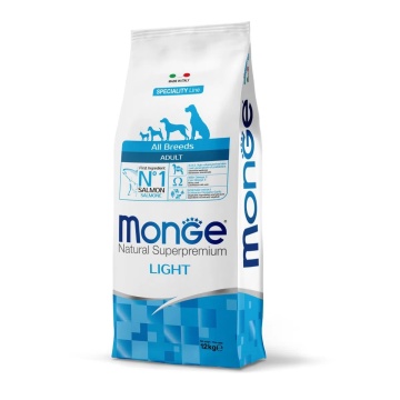 Monge Natural Superpremium All Breeds Adult Light - Somon & Orez - 12kg