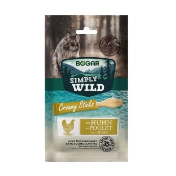 Recompense pentru pisici - Bogar Simply Wild - Creamy Sticks - Pui - 5 x 15 g