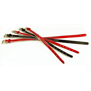 Zgarda piele, cu strass - M