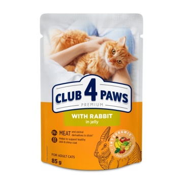 Club 4 Paws Cat - Hrana umeda premium - Iepure in jeleu - 85g
