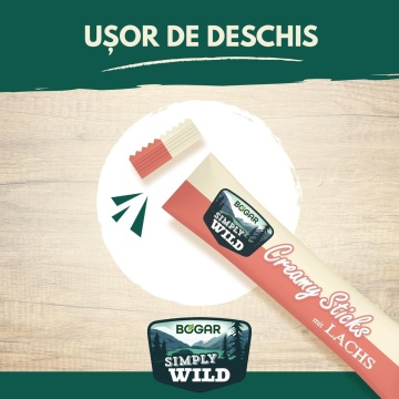 Recompense pentru pisici - Bogar Simply Wild - Creamy Sticks - Somon - 5 x 15 g - Img 3