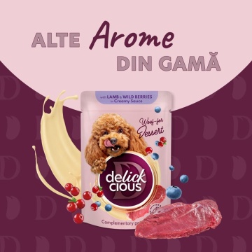 Delickcious Dog - Fulgi de Curcan & Fructe Tropicale in Sos Cremos - 80g - Img 5